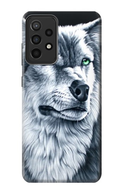 W0123 Grim White Wolf Hard Case and Leather Flip Case For Samsung Galaxy A52s 5G