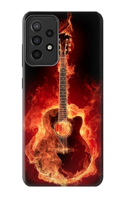 W0415 Fire Guitar Burn Hard Case and Leather Flip Case For Samsung Galaxy A52s 5G