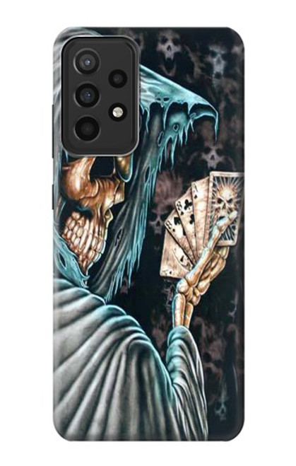 W0748 Grim Reaper Death Poker Hard Case and Leather Flip Case For Samsung Galaxy A52s 5G