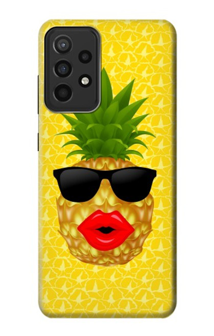 W2443 Funny Pineapple Sunglasses Kiss Hard Case and Leather Flip Case For Samsung Galaxy A52s 5G