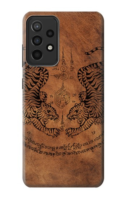 W3209 Sak Yant Twin Tiger Hard Case and Leather Flip Case For Samsung Galaxy A52s 5G