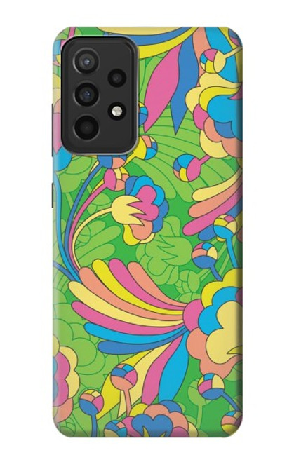 W3273 Flower Line Art Pattern Hard Case and Leather Flip Case For Samsung Galaxy A52s 5G