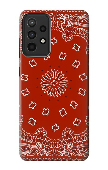 W3355 Bandana Red Pattern Hard Case and Leather Flip Case For Samsung Galaxy A52s 5G