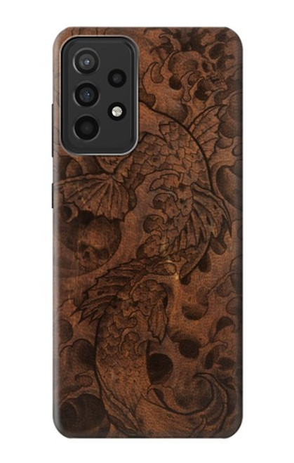 W3405 Fish Tattoo Leather Graphic Print Hard Case and Leather Flip Case For Samsung Galaxy A52s 5G