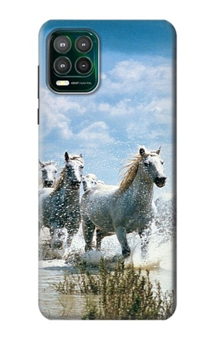 W0250 White Horse Hard Case and Leather Flip Case For Motorola Moto G Stylus 5G