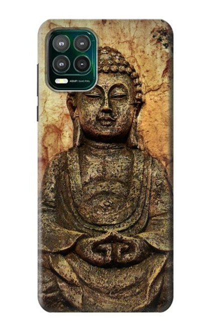 W0344 Buddha Rock Carving Hard Case and Leather Flip Case For Motorola Moto G Stylus 5G