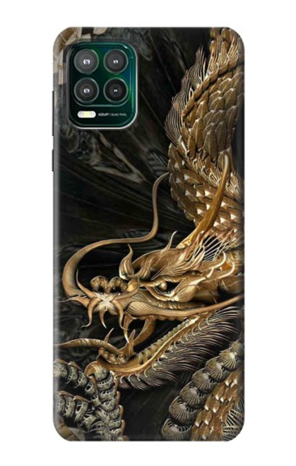 W0426 Gold Dragon Hard Case and Leather Flip Case For Motorola Moto G Stylus 5G