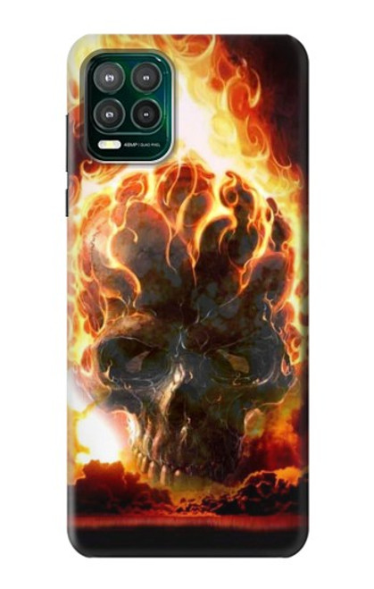 W0863 Hell Fire Skull Hard Case and Leather Flip Case For Motorola Moto G Stylus 5G