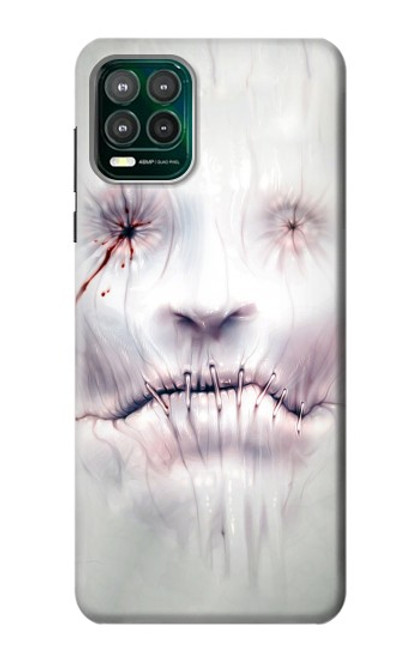 W0884 Horror Face Hard Case and Leather Flip Case For Motorola Moto G Stylus 5G