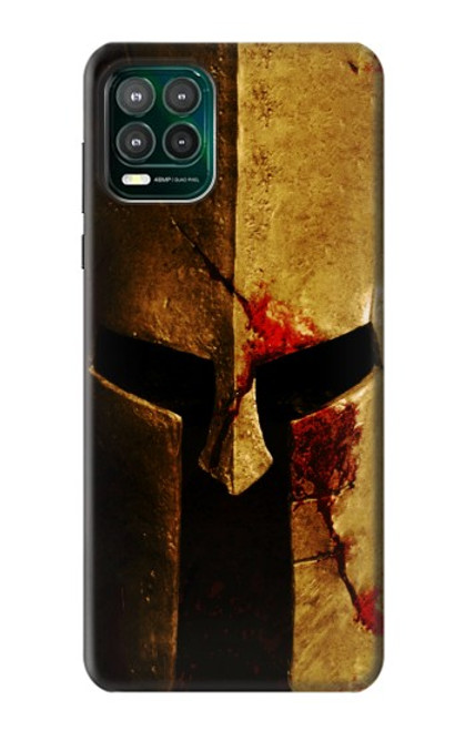 W2439 Warrior Spartan Helmet Hard Case and Leather Flip Case For Motorola Moto G Stylus 5G