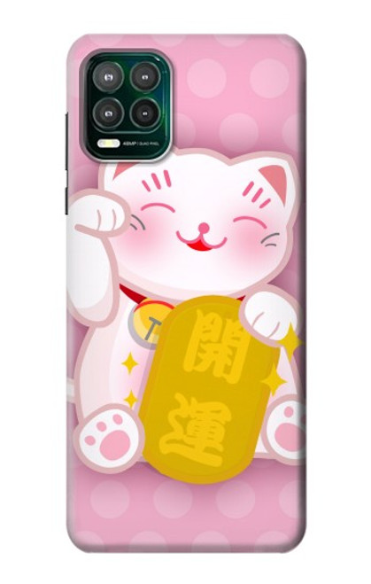 W3025 Pink Maneki Neko Lucky Cat Hard Case and Leather Flip Case For Motorola Moto G Stylus 5G