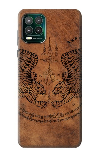 W3209 Sak Yant Twin Tiger Hard Case and Leather Flip Case For Motorola Moto G Stylus 5G