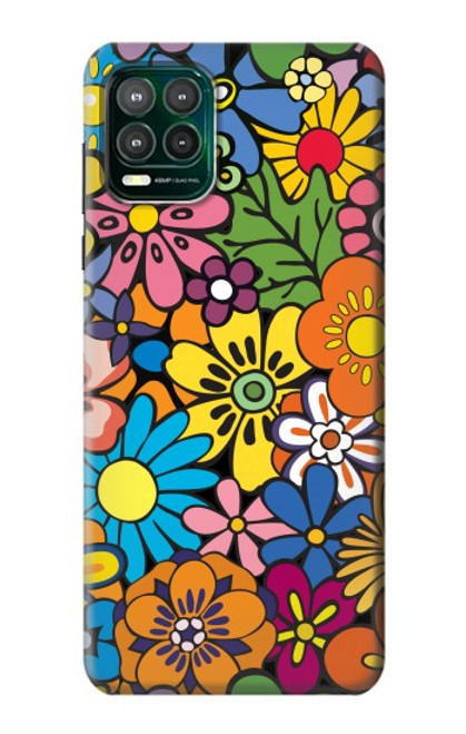 W3281 Colorful Hippie Flowers Pattern Hard Case and Leather Flip Case For Motorola Moto G Stylus 5G