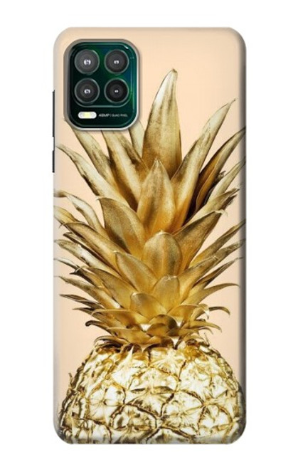 W3490 Gold Pineapple Hard Case and Leather Flip Case For Motorola Moto G Stylus 5G