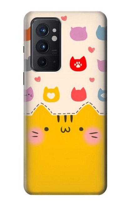 W2442 Cute Cat Cartoon Funny Hard Case and Leather Flip Case For OnePlus 9RT 5G