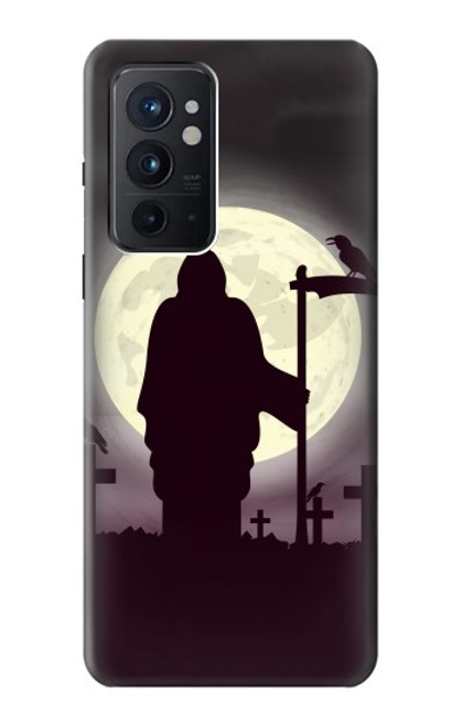 W3262 Grim Reaper Night Moon Cemetery Hard Case and Leather Flip Case For OnePlus 9RT 5G