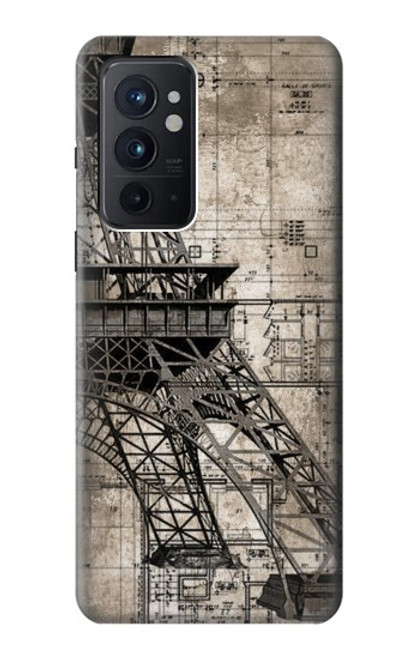 W3416 Eiffel Tower Blueprint Hard Case and Leather Flip Case For OnePlus 9RT 5G