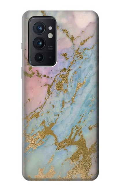 W3717 Rose Gold Blue Pastel Marble Graphic Printed Hard Case and Leather Flip Case For OnePlus 9RT 5G