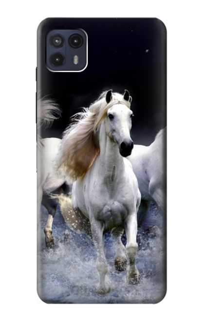 W0246 White Horse Hard Case and Leather Flip Case For Motorola Moto G50 5G [for G50 5G only. NOT for G50]