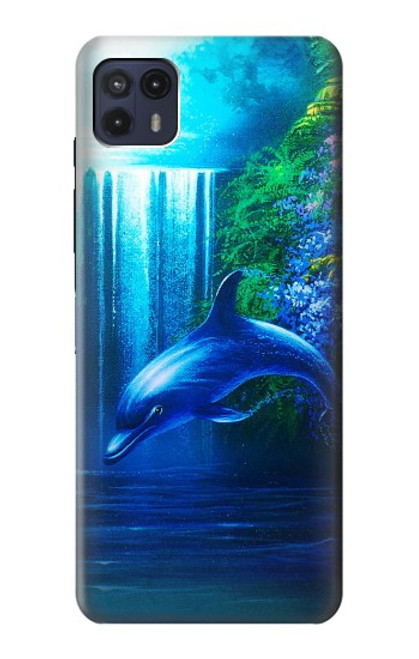 W0385 Dolphin Hard Case and Leather Flip Case For Motorola Moto G50 5G [for G50 5G only. NOT for G50]