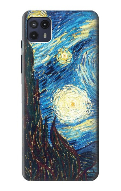 W0582 Van Gogh Starry Nights Hard Case and Leather Flip Case For Motorola Moto G50 5G [for G50 5G only. NOT for G50]