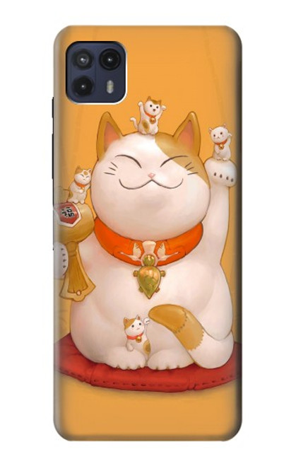 W1217 Maneki Neko Lucky Cat Hard Case and Leather Flip Case For Motorola Moto G50 5G [for G50 5G only. NOT for G50]