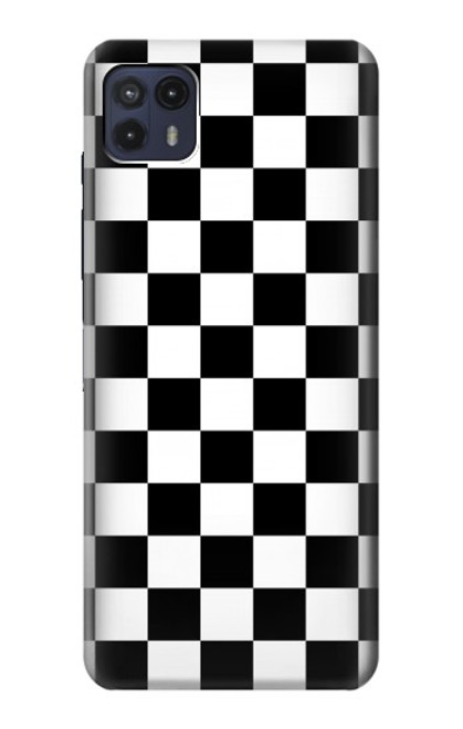 W1611 Black and White Check Chess Board Hard Case and Leather Flip Case For Motorola Moto G50 5G [for G50 5G only. NOT for G50]