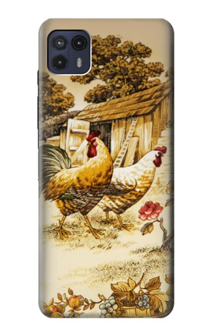 W2181 French Country Chicken Hard Case and Leather Flip Case For Motorola Moto G50 5G [for G50 5G only. NOT for G50]