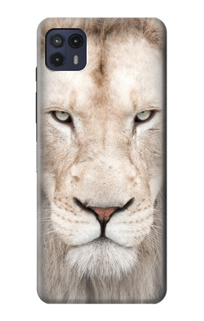 W2399 White Lion Face Hard Case and Leather Flip Case For Motorola Moto G50 5G [for G50 5G only. NOT for G50]