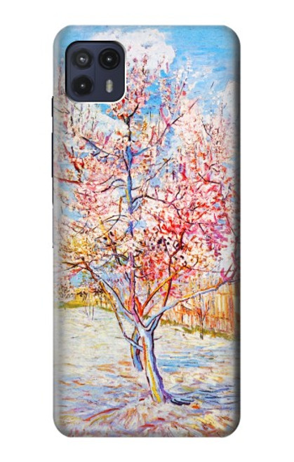 W2450 Van Gogh Peach Tree Blossom Hard Case and Leather Flip Case For Motorola Moto G50 5G [for G50 5G only. NOT for G50]