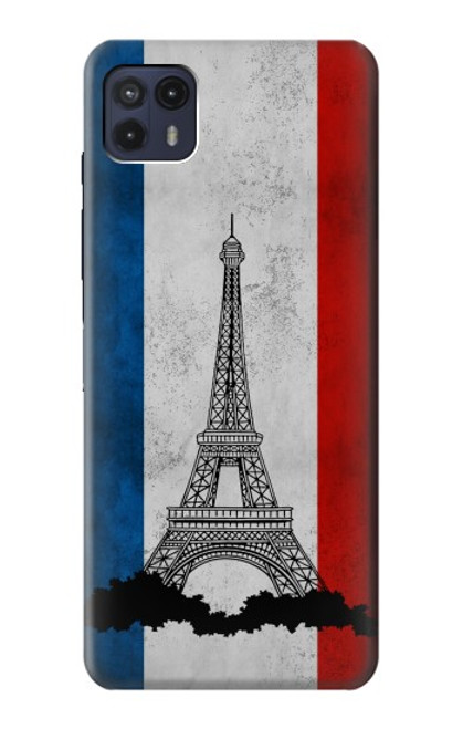 W2859 Vintage France Flag Eiffel Tower Hard Case and Leather Flip Case For Motorola Moto G50 5G [for G50 5G only. NOT for G50]