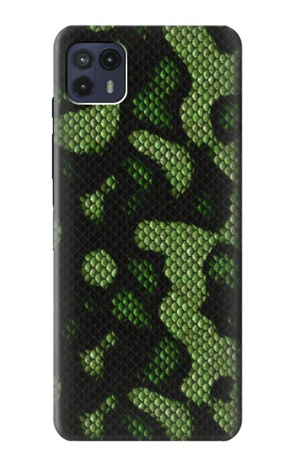 W2877 Green Snake Skin Graphic Printed Hard Case and Leather Flip Case For Motorola Moto G50 5G [for G50 5G only. NOT for G50]