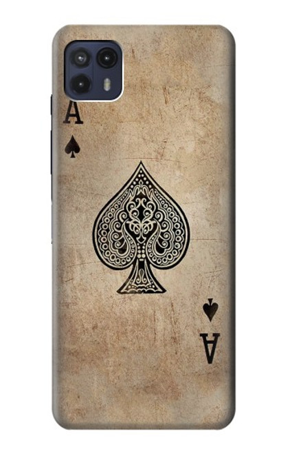 W2928 Vintage Spades Ace Card Hard Case and Leather Flip Case For Motorola Moto G50 5G [for G50 5G only. NOT for G50]