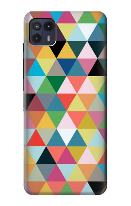 W3049 Triangles Vibrant Colors Hard Case and Leather Flip Case For Motorola Moto G50 5G [for G50 5G only. NOT for G50]