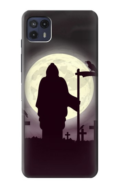 W3262 Grim Reaper Night Moon Cemetery Hard Case and Leather Flip Case For Motorola Moto G50 5G [for G50 5G only. NOT for G50]