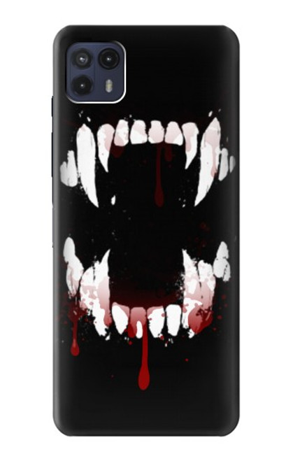 W3527 Vampire Teeth Bloodstain Hard Case and Leather Flip Case For Motorola Moto G50 5G [for G50 5G only. NOT for G50]