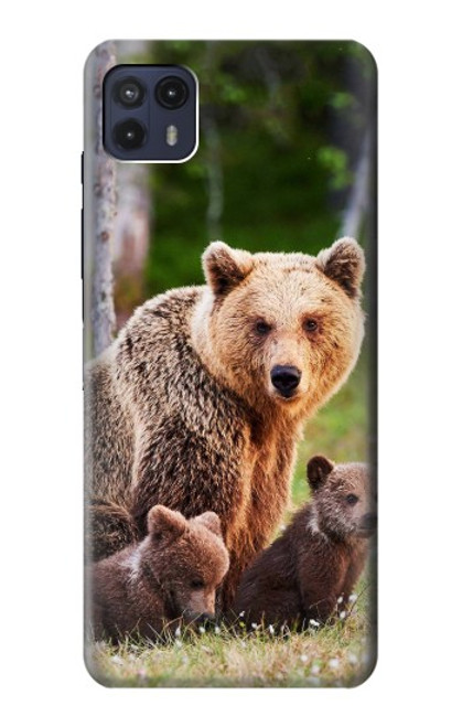 W3558 Bear Family Hard Case and Leather Flip Case For Motorola Moto G50 5G [for G50 5G only. NOT for G50]