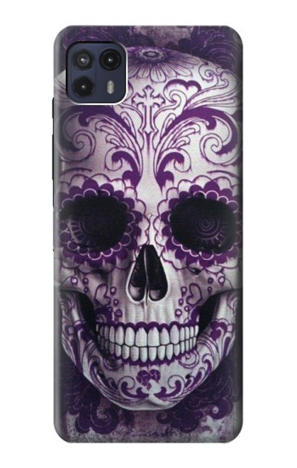 W3582 Purple Sugar Skull Hard Case and Leather Flip Case For Motorola Moto G50 5G [for G50 5G only. NOT for G50]