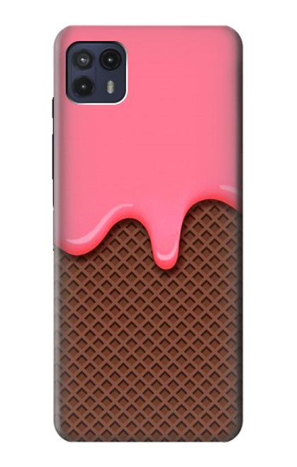 W3754 Strawberry Ice Cream Cone Hard Case and Leather Flip Case For Motorola Moto G50 5G [for G50 5G only. NOT for G50]
