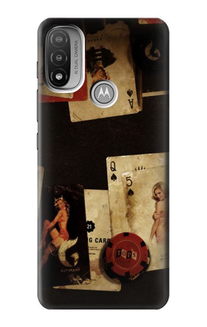 W1069 Old Vintage Sexy Poker Hard Case and Leather Flip Case For Motorola Moto E20,E30,E40