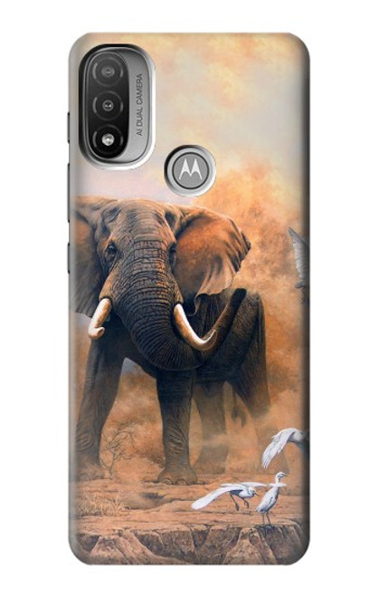 W1292 Dusty Elephant Egrets Hard Case and Leather Flip Case For Motorola Moto E20,E30,E40