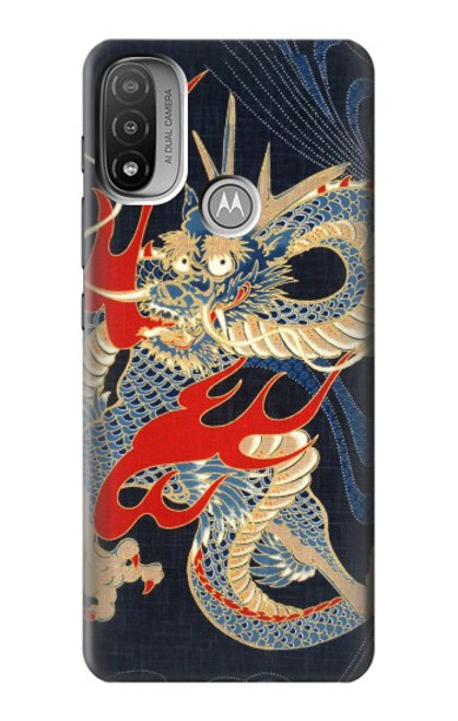 W2073 Japan Dragon Art Hard Case and Leather Flip Case For Motorola Moto E20,E30,E40