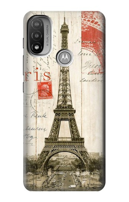 W2108 Eiffel Tower Paris Postcard Hard Case and Leather Flip Case For Motorola Moto E20,E30,E40