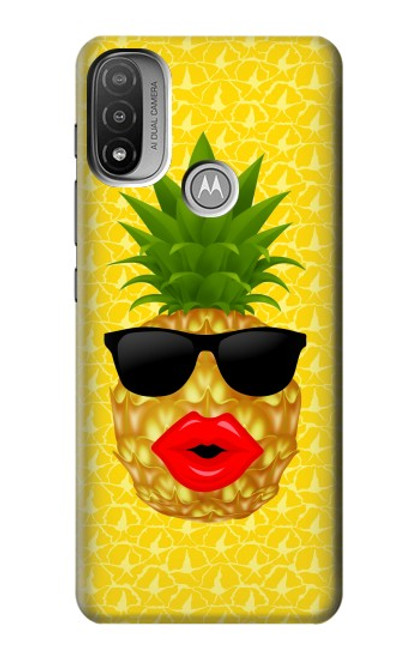 W2443 Funny Pineapple Sunglasses Kiss Hard Case and Leather Flip Case For Motorola Moto E20,E30,E40