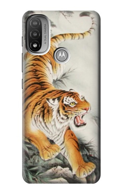 W2751 Chinese Tiger Brush Painting Hard Case and Leather Flip Case For Motorola Moto E20,E30,E40