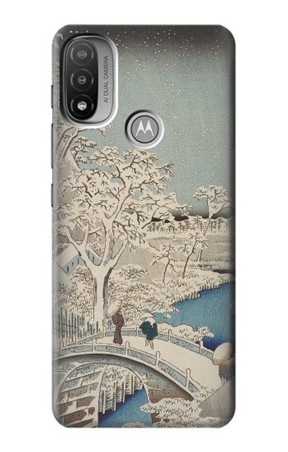 W3350 Utagawa Hiroshige Drum Bridge Yuhi Hill in Meguro Hard Case and Leather Flip Case For Motorola Moto E20,E30,E40