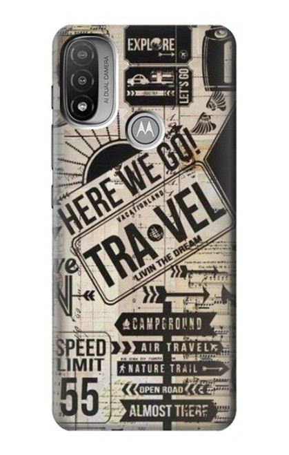 W3441 Vintage Travel Hard Case and Leather Flip Case For Motorola Moto E20,E30,E40