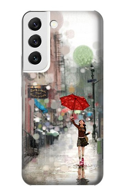 W0108 Girl in The Rain Hard Case and Leather Flip Case For Samsung Galaxy S22