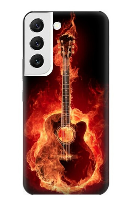 W0415 Fire Guitar Burn Hard Case and Leather Flip Case For Samsung Galaxy S22