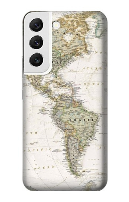 W0604 World Map Hard Case and Leather Flip Case For Samsung Galaxy S22